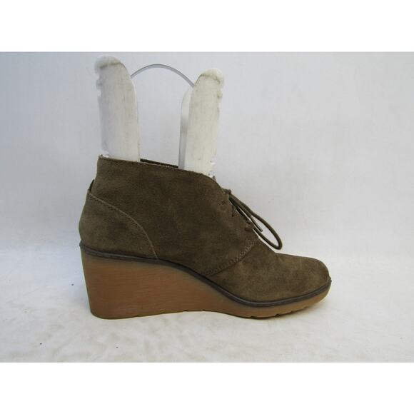 Clarks Womens Size 8 M Brown Suede Lace Up Wedge Fashion Ankle Boots Booties - Picture 4 of 11